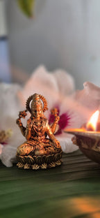 Golden Lakshmi Statue – Handcrafted Brass Idol on Lotus Throne