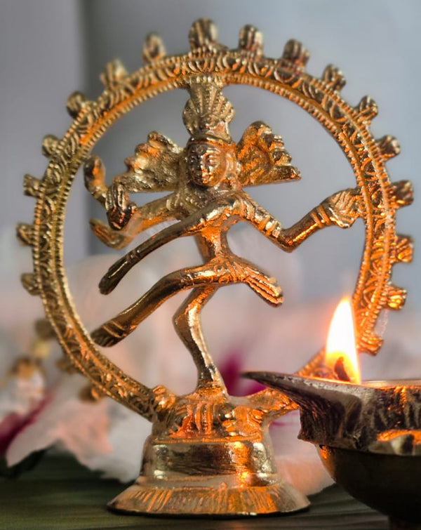 Nataraja Statue – Dancing Shiva Brass Idol with Cosmic Ring