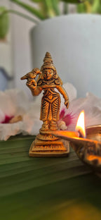Goddess Andal / Meenakshi Brass Idol – Standing Devi with Parrot