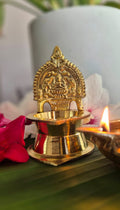 Lakshmi Diya – Brass Oil Lamp with Goddess Lakshmi Prabhavali
