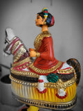 Tanjore Female Horse & Rider Doll – Hand-Painted Traditional Figurine