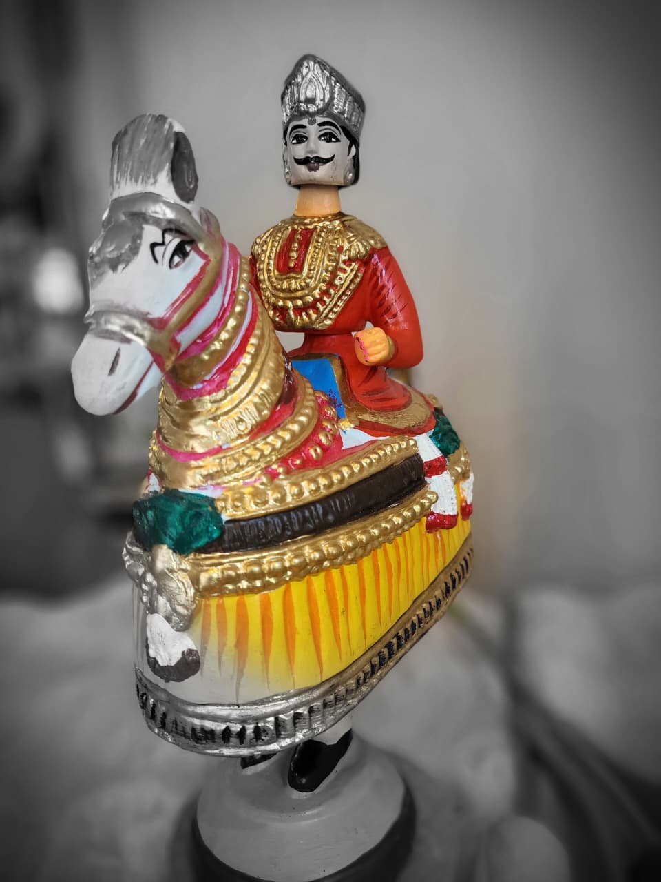 Tanjore Horse & Rider Doll – Hand-Painted Traditional Figurine