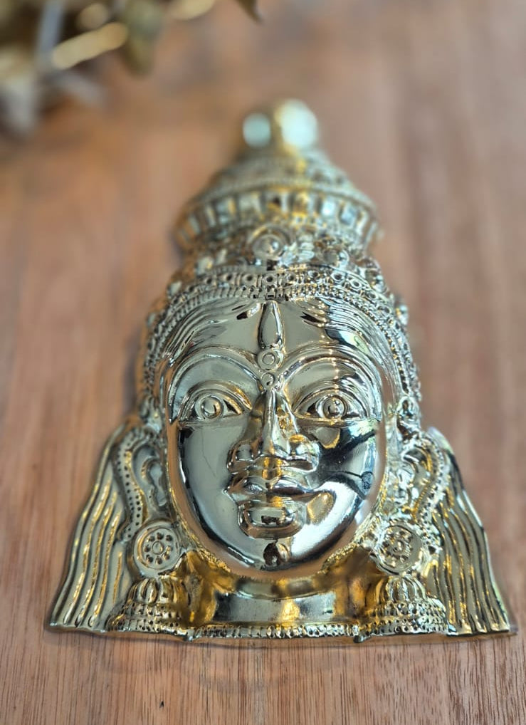 Handcrafted brass Devi Mukha Goddess face idol – front view