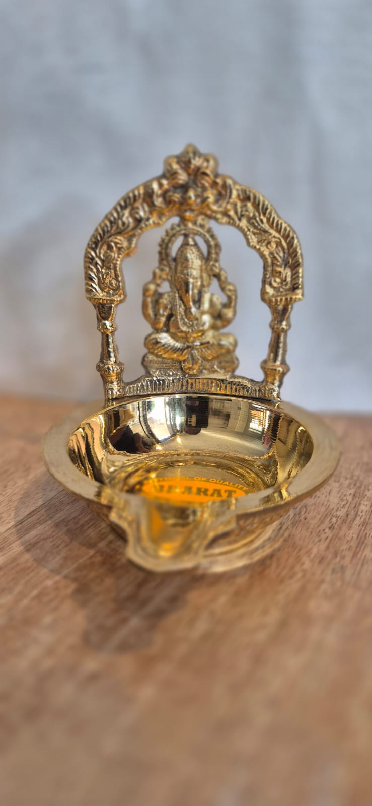 Ganesha diya brass oil lamp full view