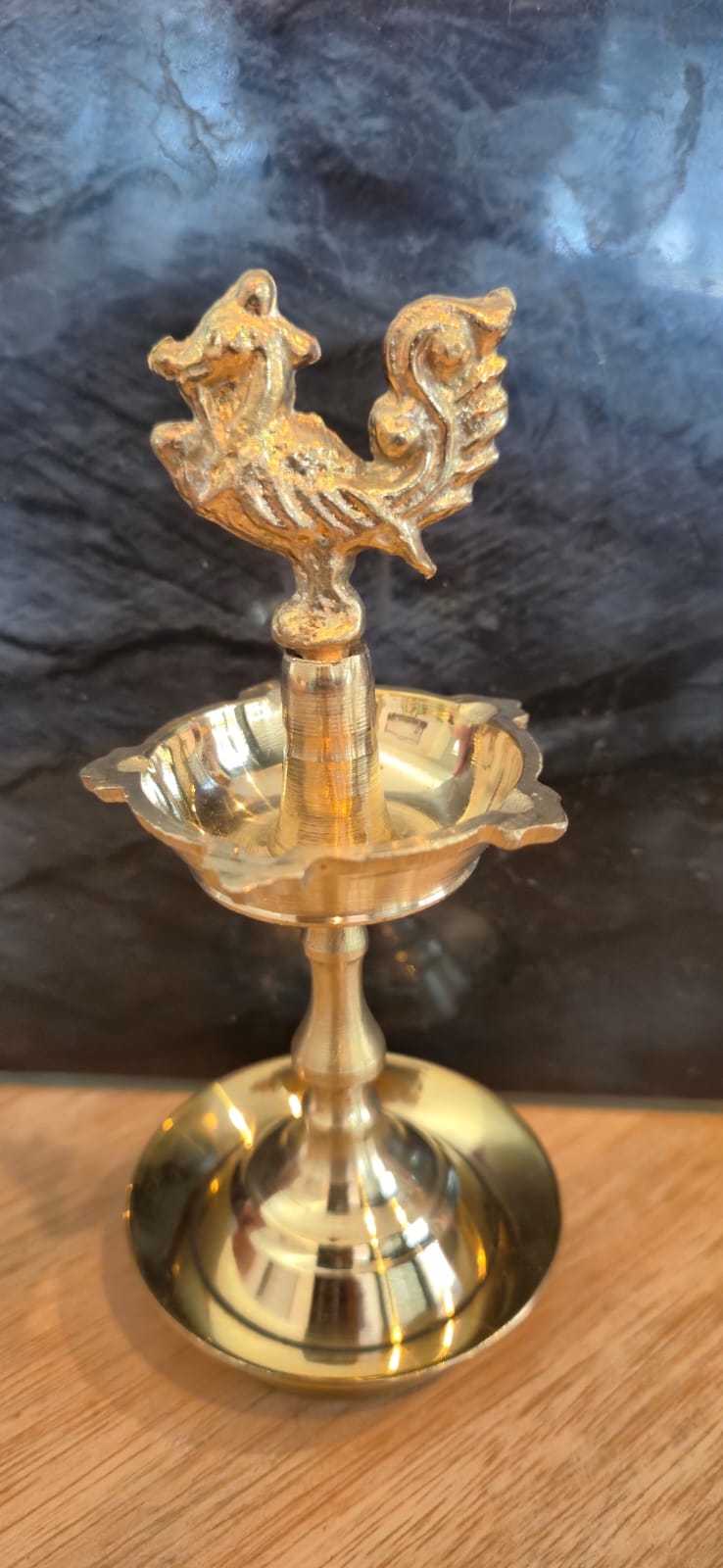 Mayil Vilakku brass peacock diya full view