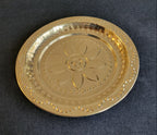 Brass puja thali – beaded border detail
