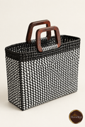 Black-white market bag elevated view
