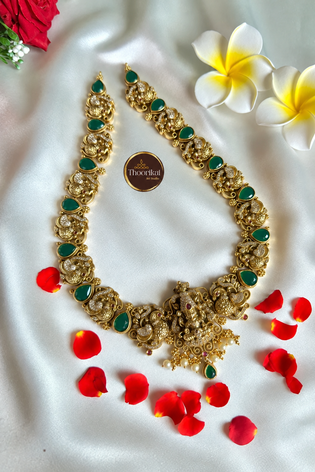 Haram with earrings removed and Studio Thoorikai logo