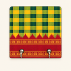 Green and yellow checks key holder with maroon floral border