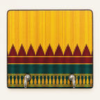 Yellow key holder with maroon temple pattern and green border