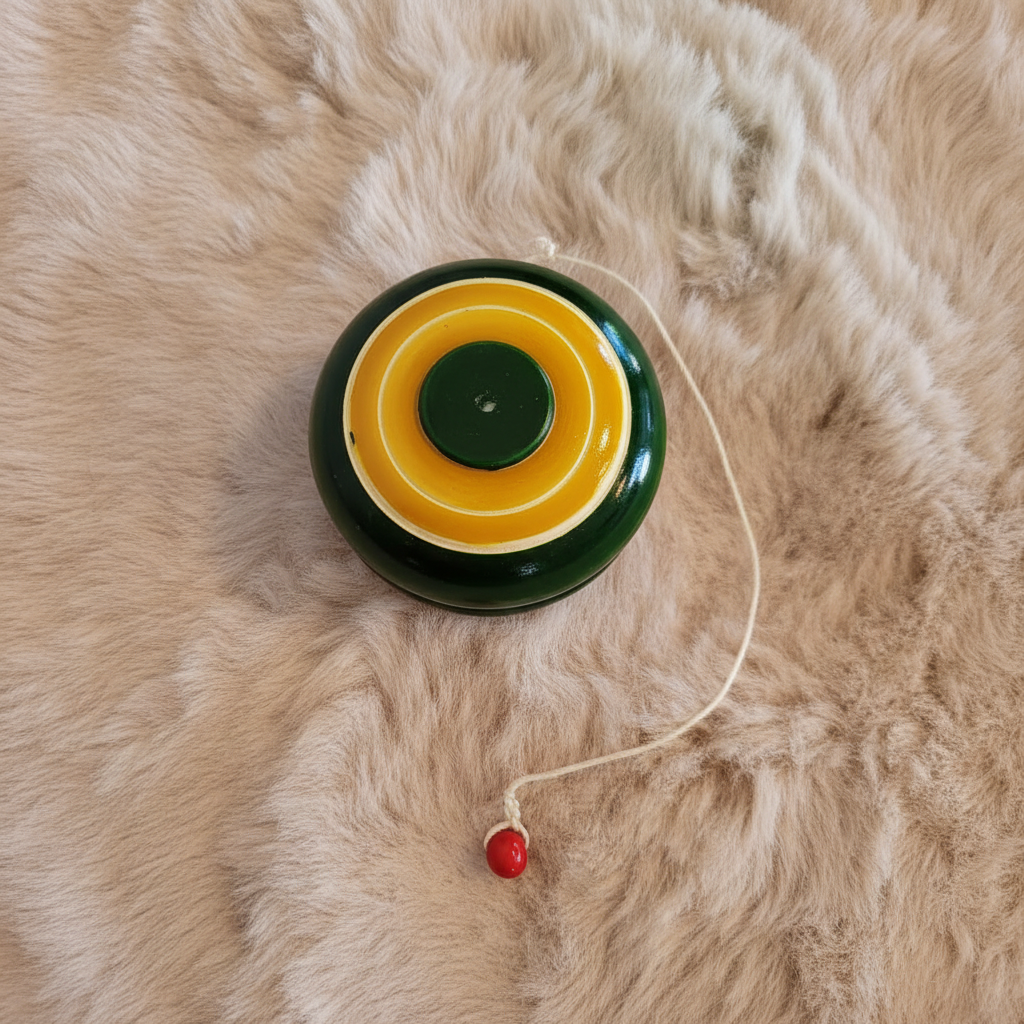 Channapatna wooden yo-yo top-down lifestyle photo