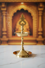 Kuthu Vilakku small on white marble