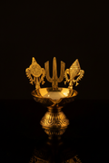Pancha Deepam brass diya on black background