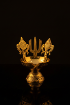 Pancha Deepam brass diya on black background