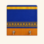 Blue floral border key holder with yellow and maroon small checks