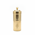 Handcrafted brass filter coffee maker on white background