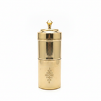 Handcrafted brass filter coffee maker on white background
