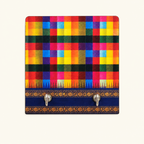 Multicolour checks key holder with blue ornamental border