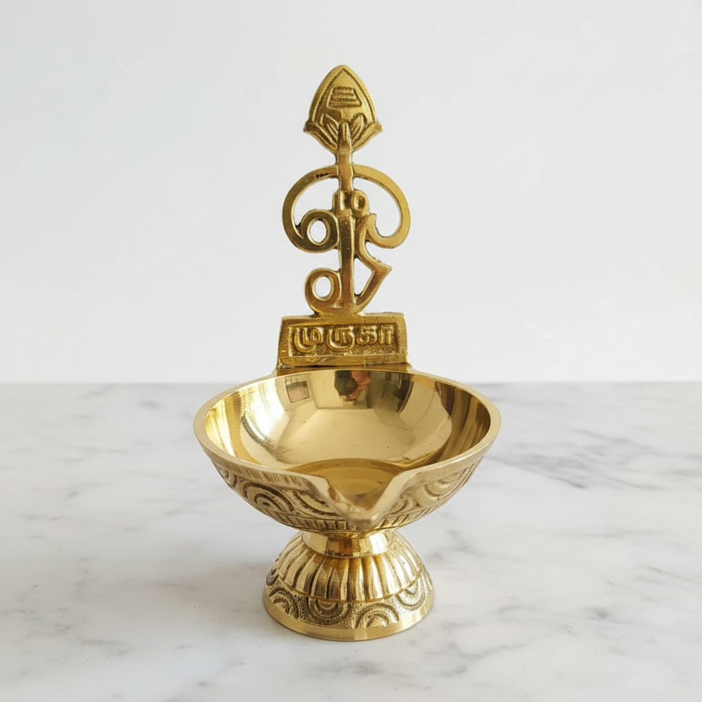 Brass Murugan Diya – studio white background