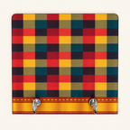 Multicolour large checks key holder with yellow border and two hooks
